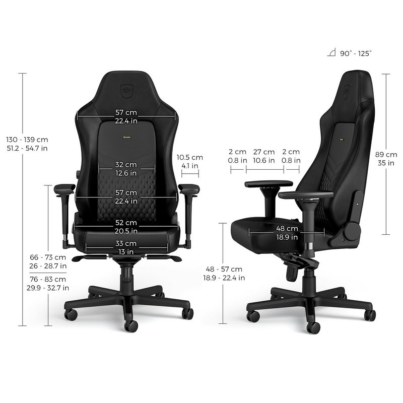 noblechairs HERO Gaming Chair - Black - Real Leather
