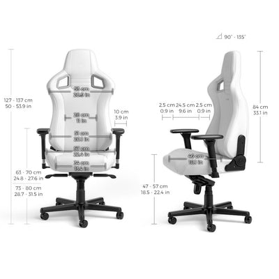 noblechairs EPIC Gaming Chair - White Edition - High-Tech Faux Vegan Leather