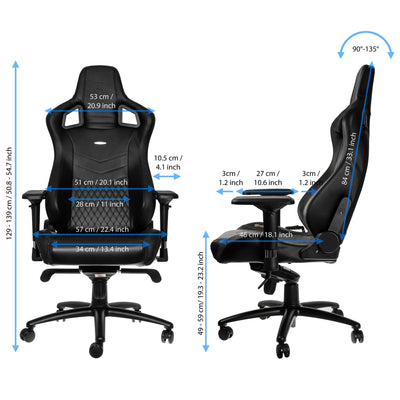 noblechairs EPIC Gaming Chair - Black - Real Leather