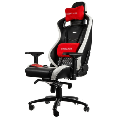 noblechairs EPIC Gaming Chair - Black/Red/ White - Real Leather