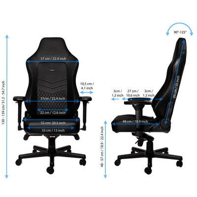 noblechairs HERO Gaming Chair - Black - Real Leather